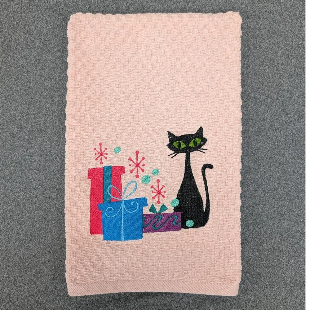 Christmas Mid Mod Atomic 1950's Holiday Gifts Kitchen Bath Bar Tea Hand Towel